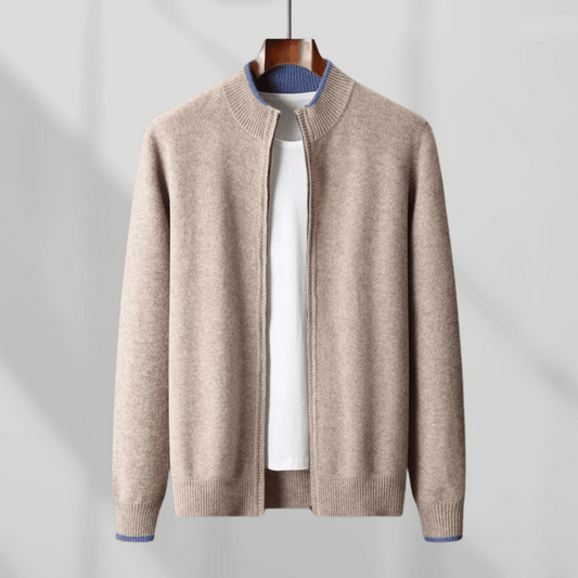 Veste Cachemire Zippée Manches Longues
