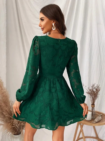 Guni™ – Robe Longue Femme Élégante en Dentelle Verte Confortable-2