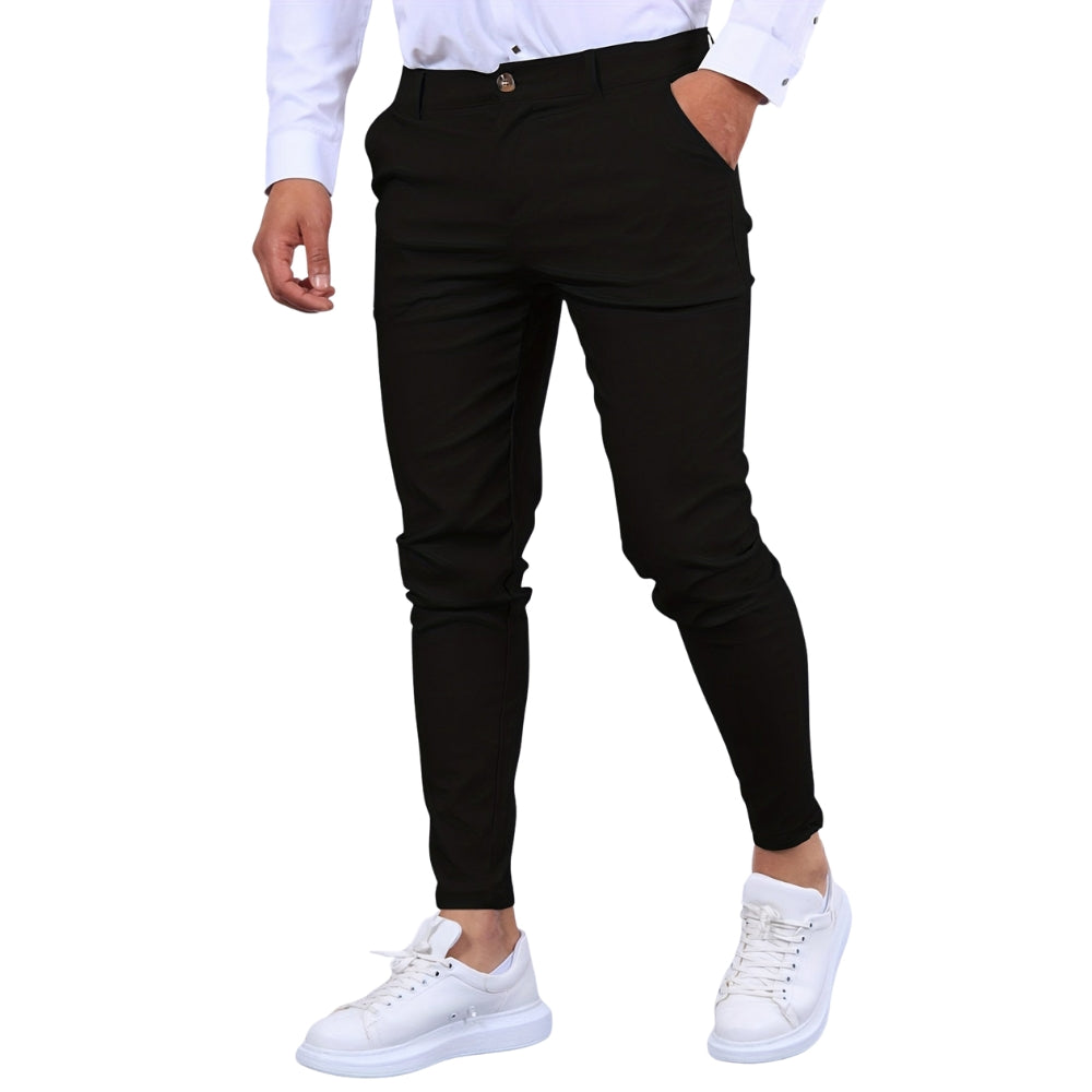 Pantalon Slim Fit Homme avec Poches Zippées