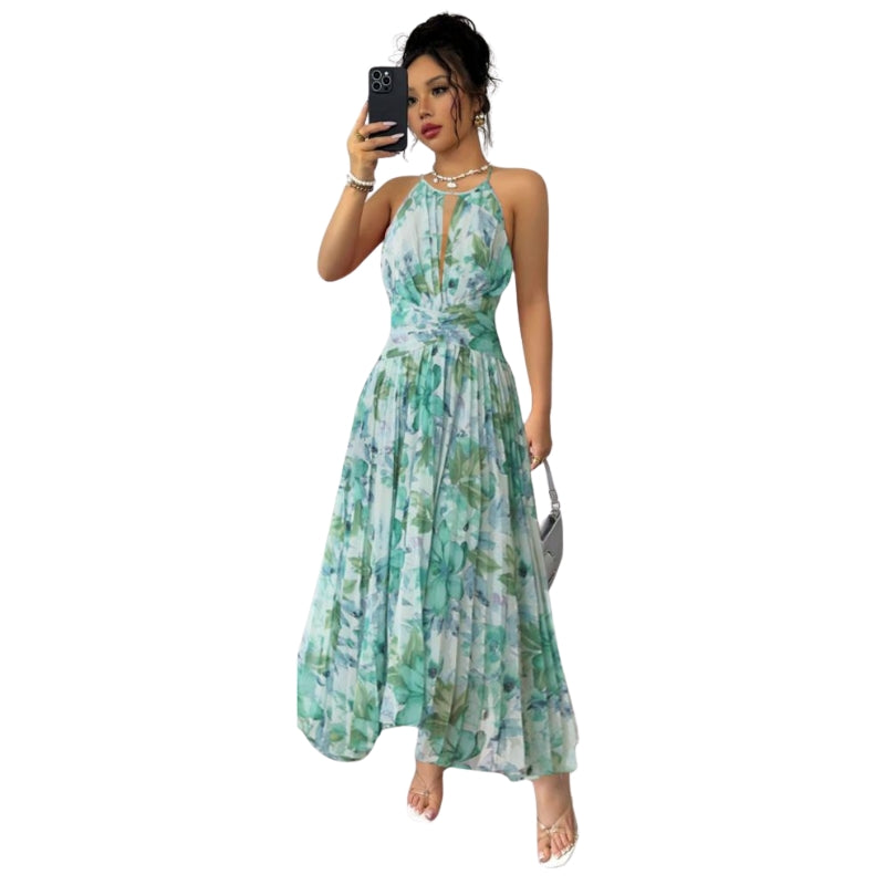 Robe Été Imprimée Décolleté Plongeant pour Femme - PanierRoyale