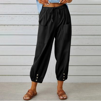 Pantalon Femme Décontracté Taille Haute Lin confortable