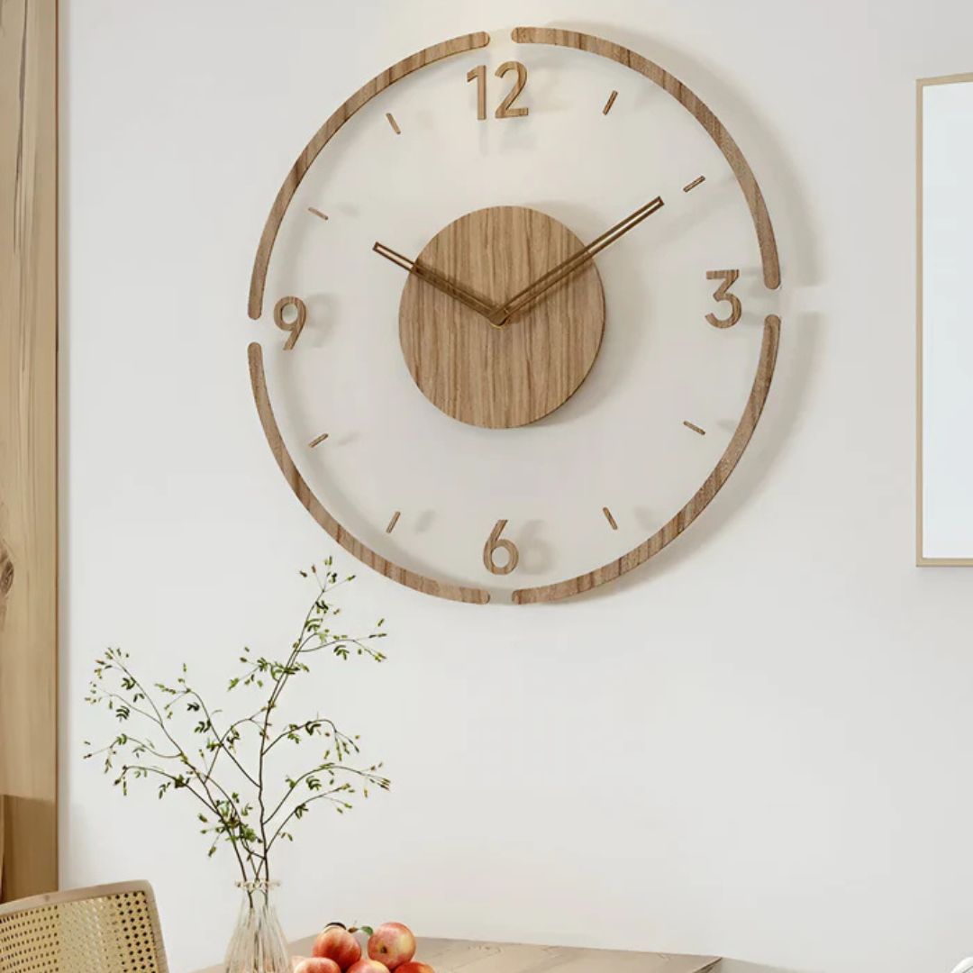 Horloge murale en bois moderne design épuré - PanierRoyale