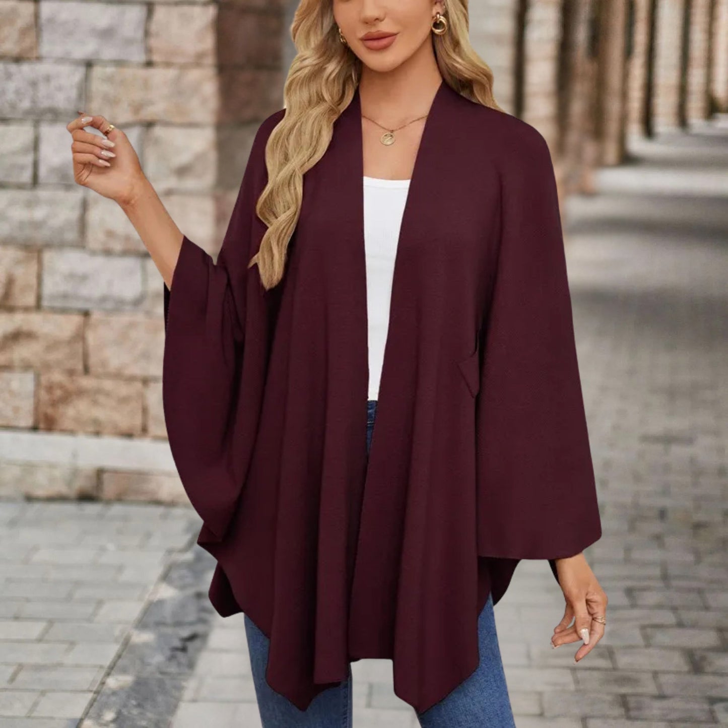 Top femme cape décolleté avec nœud devant