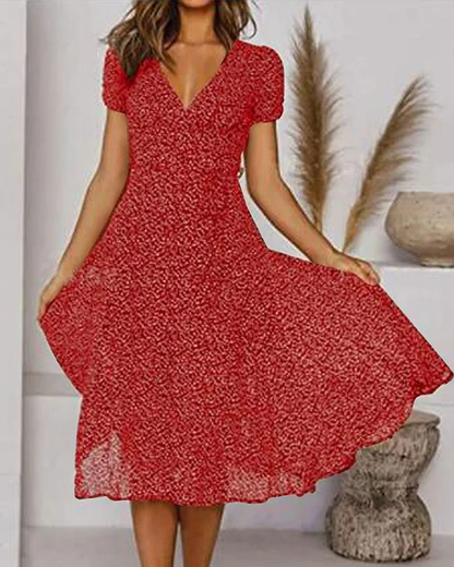 Robe Été Dentelle Fleuri pour Femme, Col en V Élégant