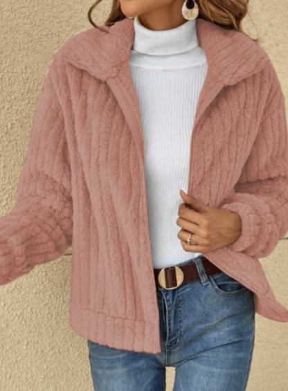 Veste en Fausse Fourrure Brun Clair Femme