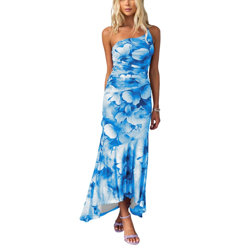 Robe Élégante sans Manches Fleurs Imprimées