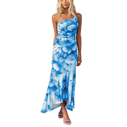 Robe Élégante sans Manches Fleurs Imprimées