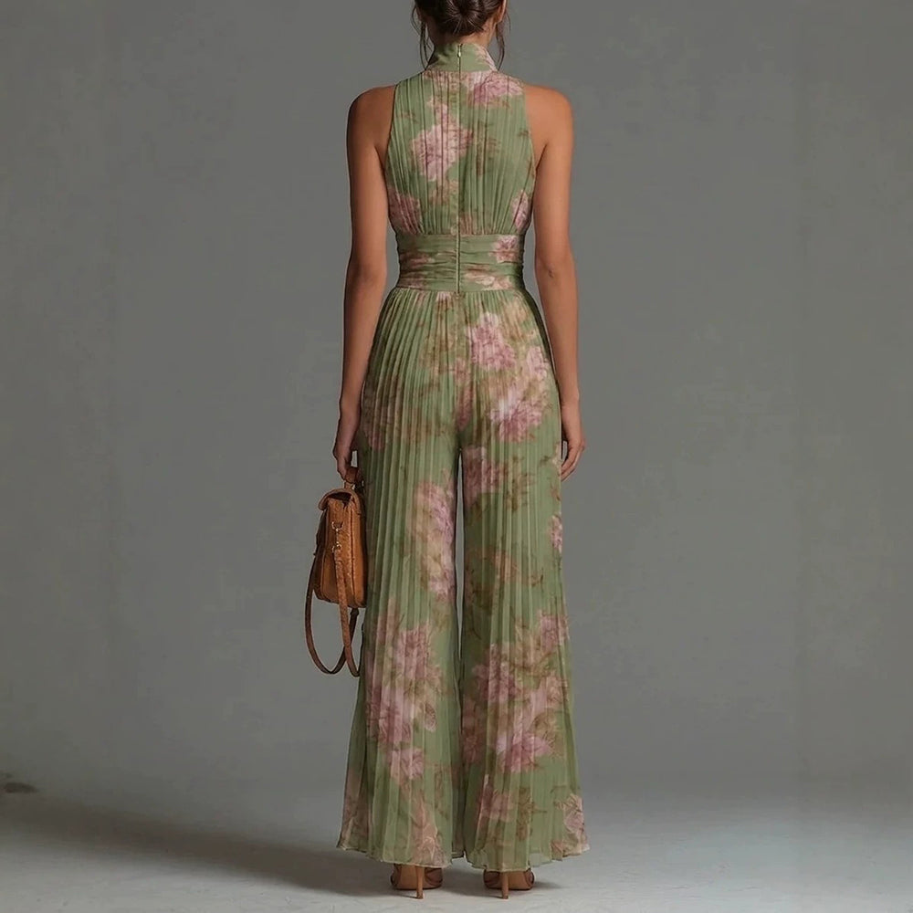 Combinaison Femme Plissée Imprimé Floral Coupe Large