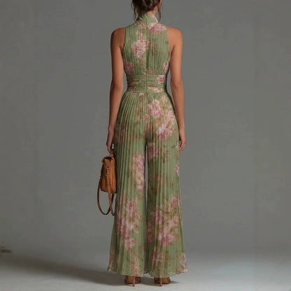 Combinaison Femme Plissée Imprimé Floral Coupe Large