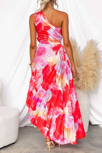 Robe Été Fleurs Manche Courte Plissée pour Femmes