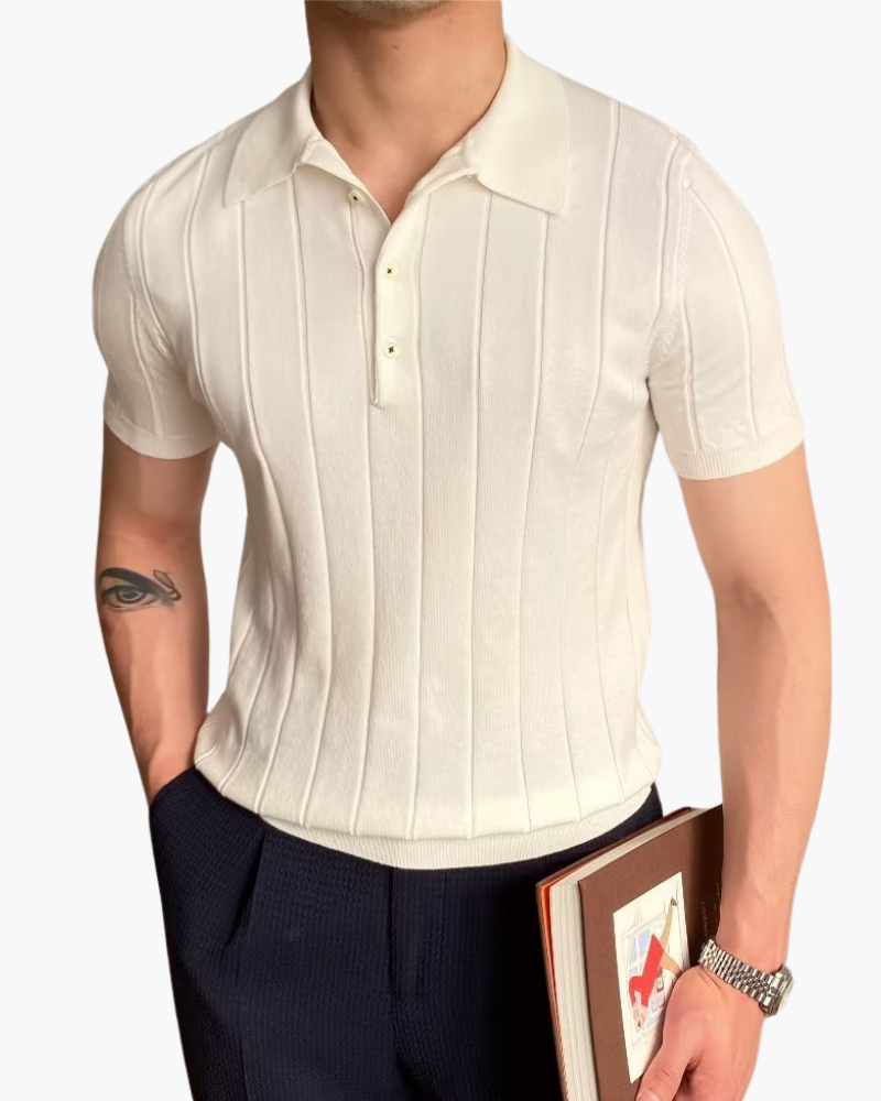 Chemise Poloshirt Homme Slim Fit à Rayures pour Bureau - BerlinGlamour