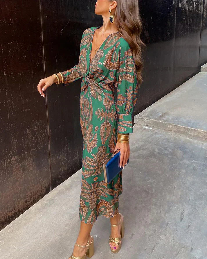 Robe Soirée Longue à Manches Courtes Elegante