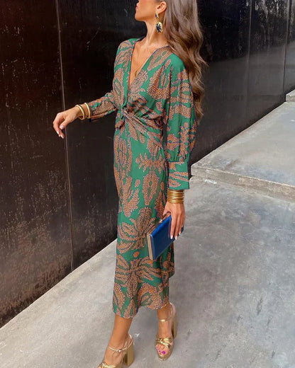Robe Soirée Longue à Manches Courtes Elegante