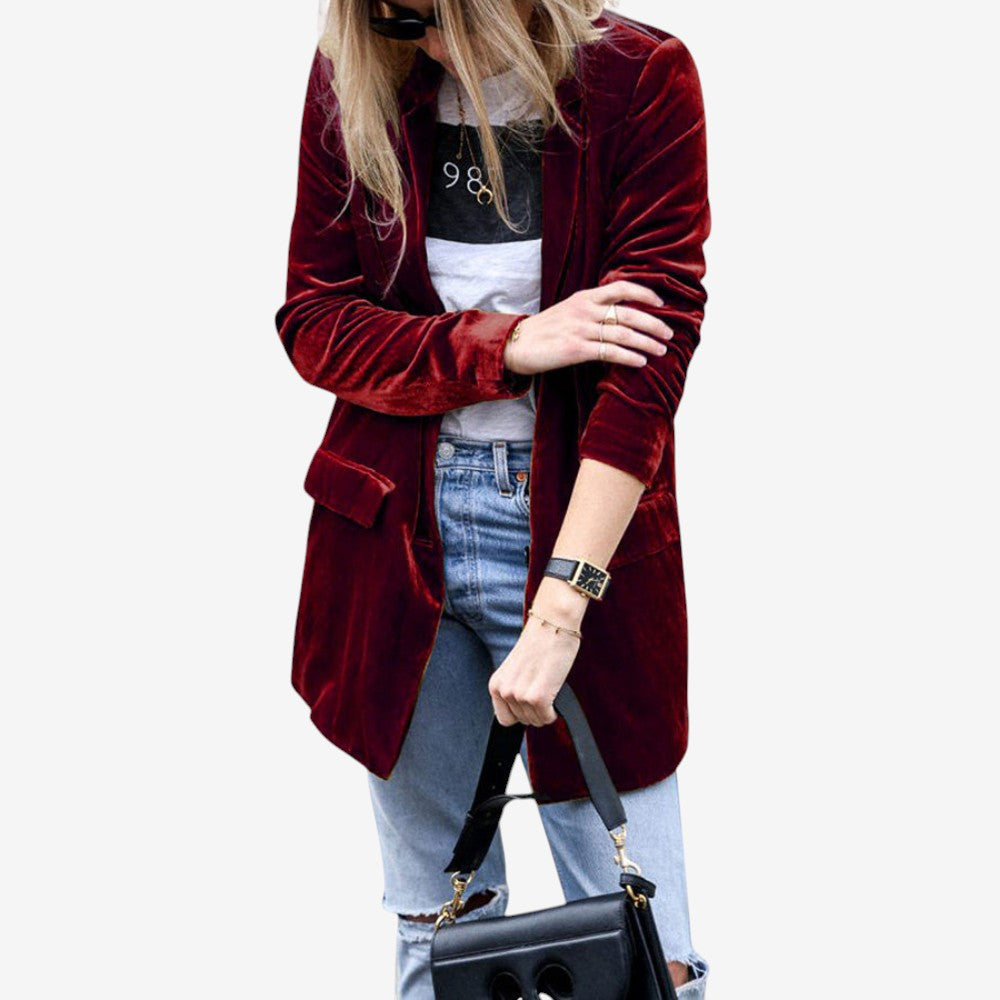 Blazer Femme Chic à Manches Longues et Douces
