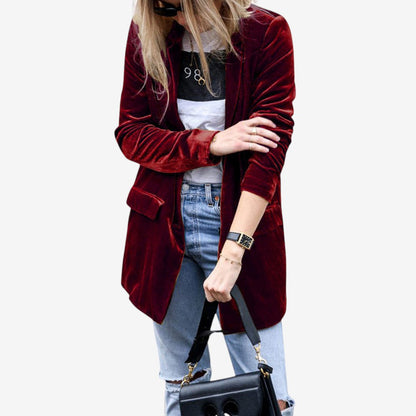 Blazer Femme Chic à Manches Longues et Douces