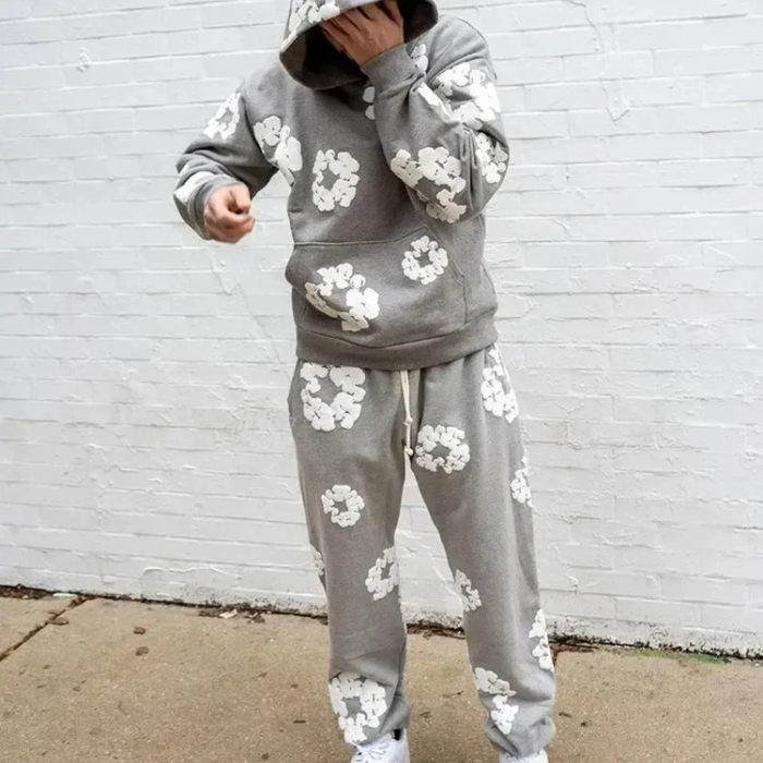 Survêtement Décontracté Capuche et Pantalon Imprimé Floral