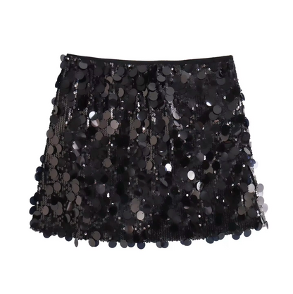 Jupe Courte Femme Paillettes Brillante Coupe Ajustée