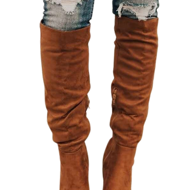 Bottes Femmes Haut Talon Bloc Chic et Élégantes