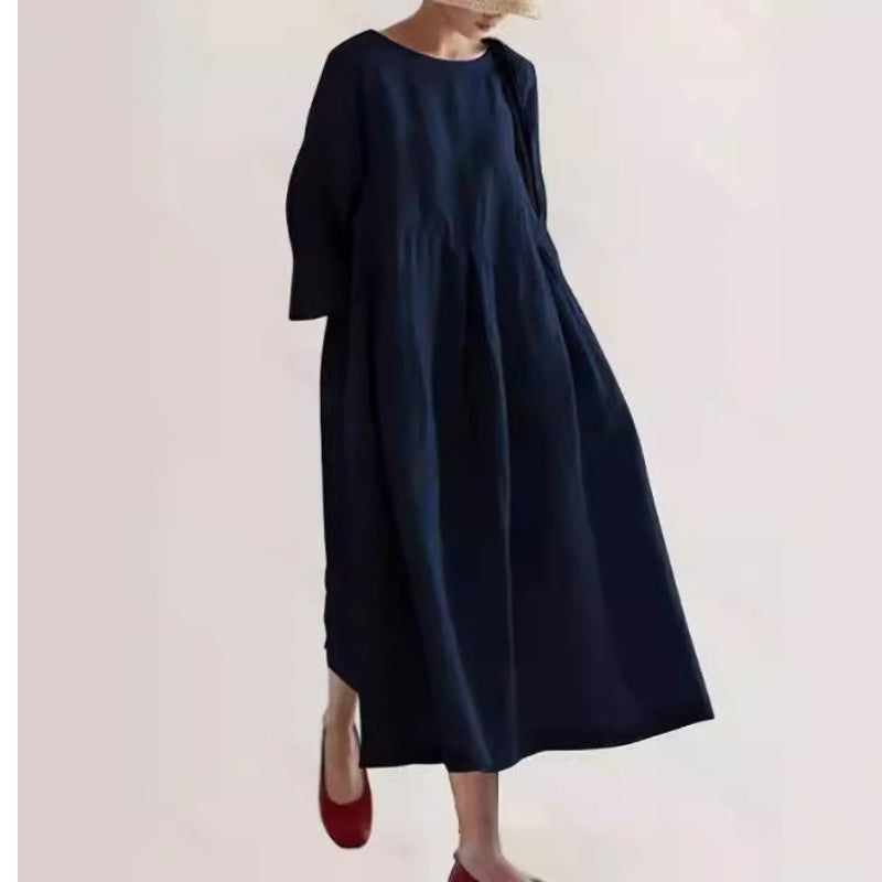 Robe Longue Féminine à Poches avec Silhouette Détendue