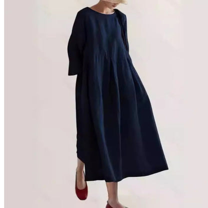 Robe Longue Féminine à Poches avec Silhouette Détendue