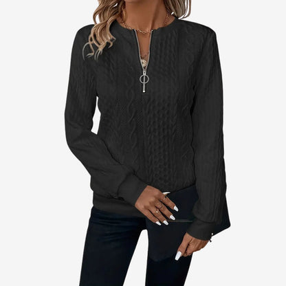 Pull Femme Col Rond Zippé Moderne