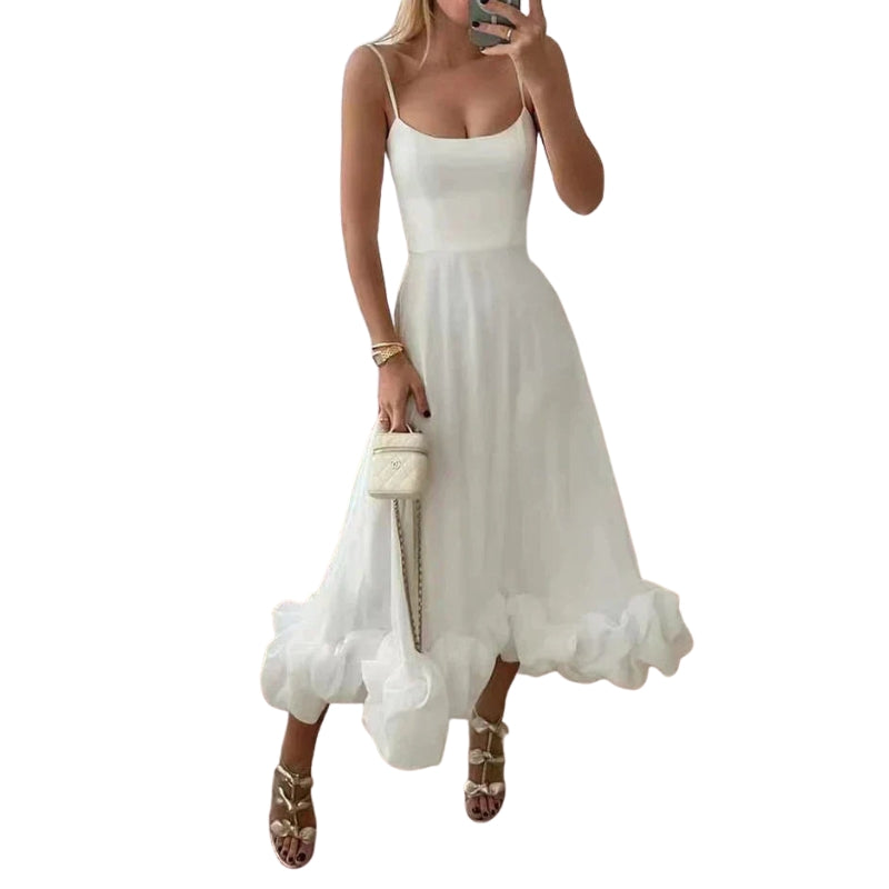 Robe Été Sans Manches Courte en Dentelle