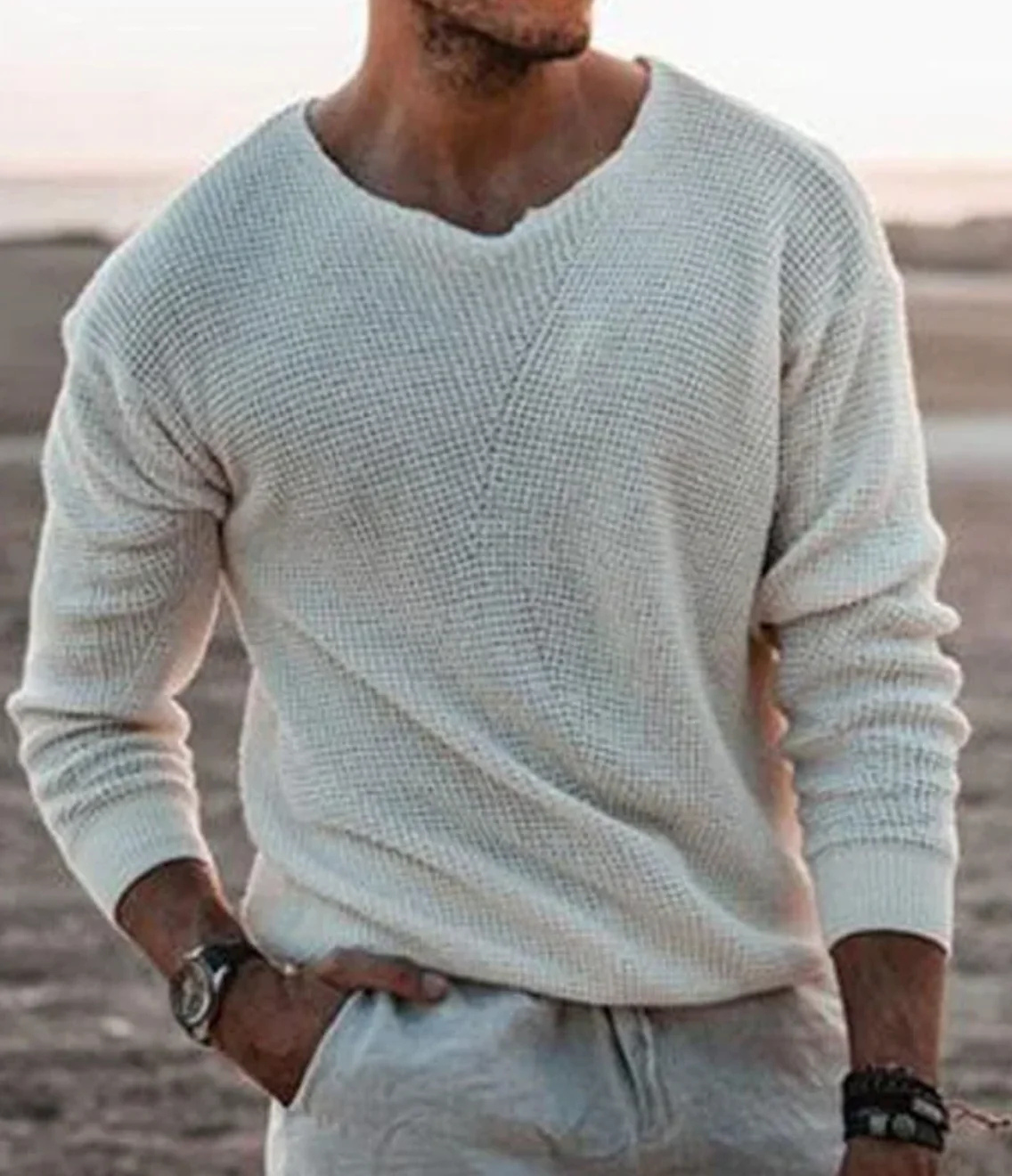 Pull Molleton Col V Doux et Chaud