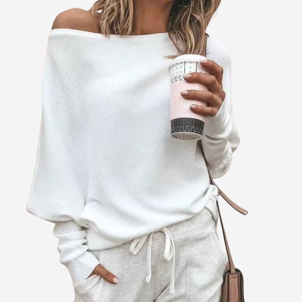 Pull Femme Oversize Manches Longues Décolleté Profond - PanierRoyale