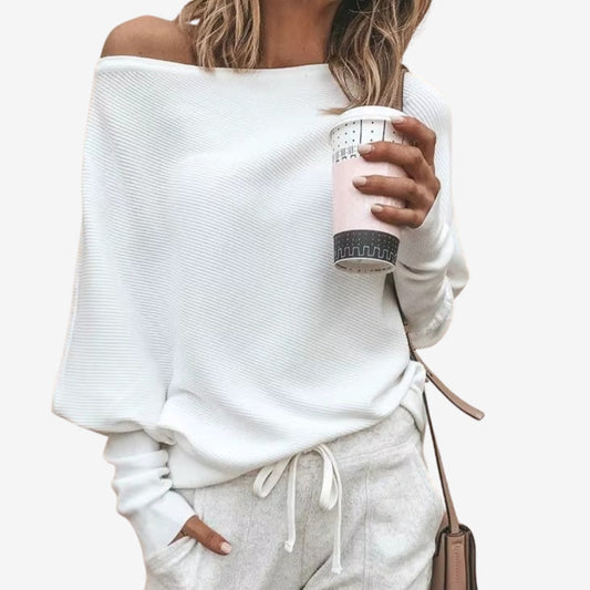 Pull Femme Oversize Manches Longues Décolleté Profond - PanierRoyale