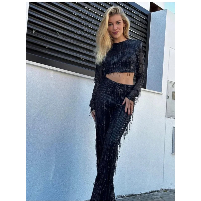 Robe Femme Chic Courte avec Pantalon Étroit