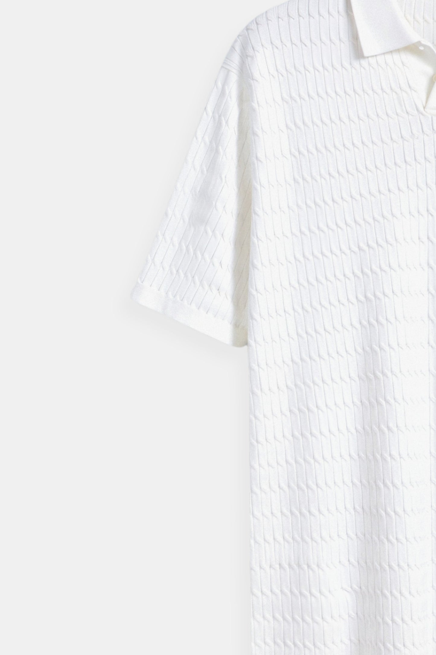 Chemise Poloshirt Blanc à Motif Texture