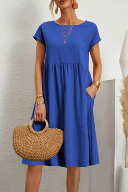 Robe Femme Décontractée avec Détails Brodés et Patchwork Coloré