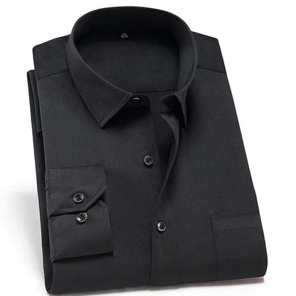 Chemise Homme Classique à Manches Longues Col Italien