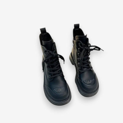Bottes Femmes Haut Talon Bloc avec Lacets Casual - PanierRoyale