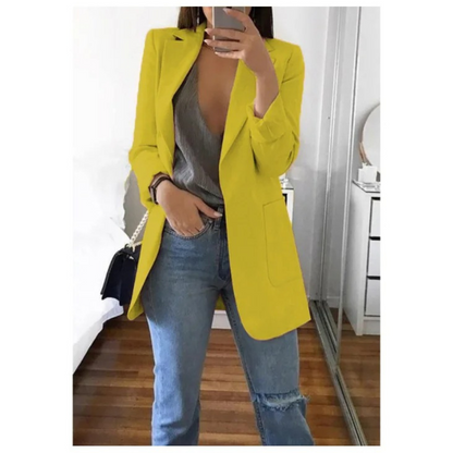 Veste Femelle Bleu Clair Détendue à Manches Longues