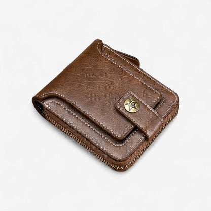 Portefeuille Cuir Classique à Fermeture Éclair pour Homme