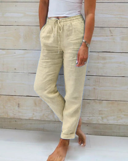 Pantalon Femme Lin Clair Élégant pour Été