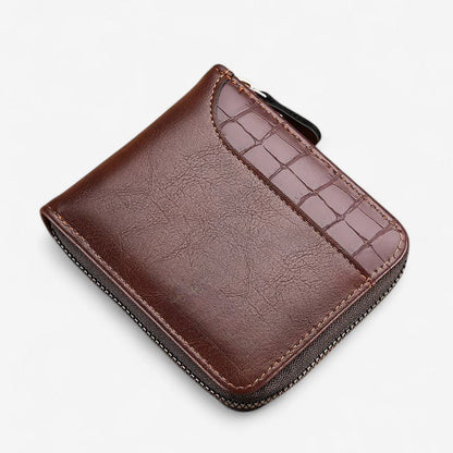 Portefeuille Homme Cuir Zip et Motif Texture