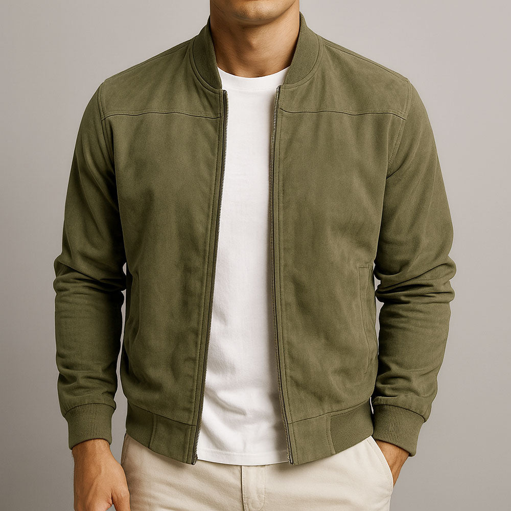 Veste Homme Cuir Suédé Coupe Classique