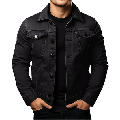 Veste Cuir Homme Classique avec Col Revers