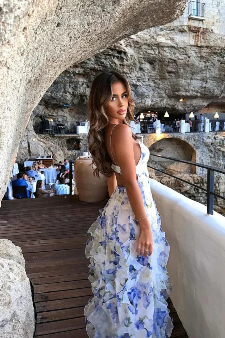 Robe Fleurie Évasée en Dentelle pour Femme