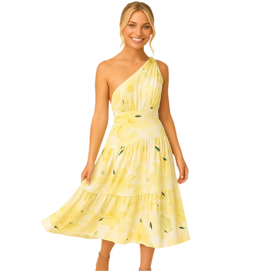 Robe Été Fleuri Manches Courtes Décolleté Profond - PanierRoyale
