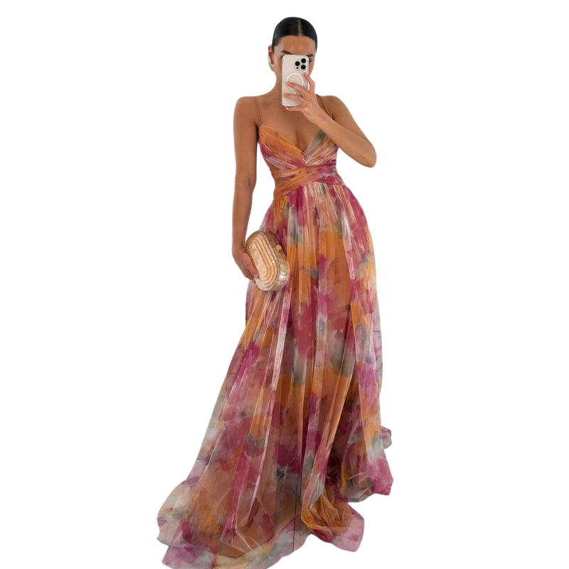 Robe Été Legère à Bretelles Délicates et Col en V - PanierRoyale