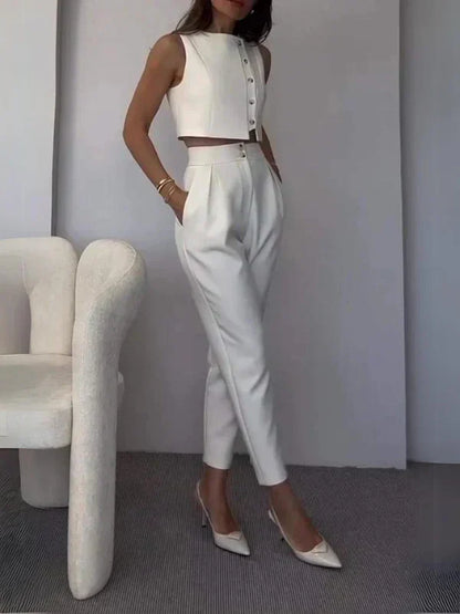 Ensemble Deux Pièces Femme Structuré Coupe Ajustée