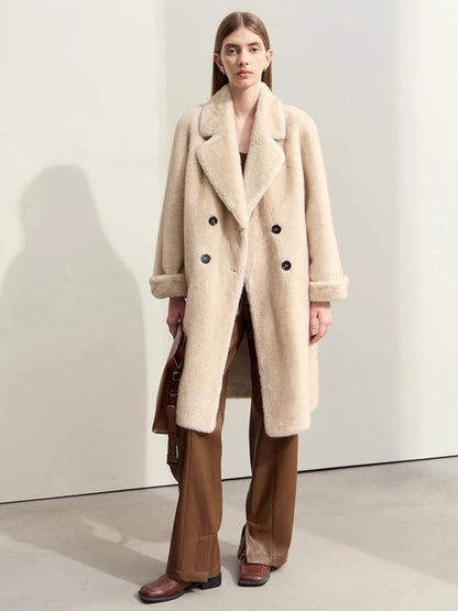 Manteau Hiver Beige en Laine Double Face
