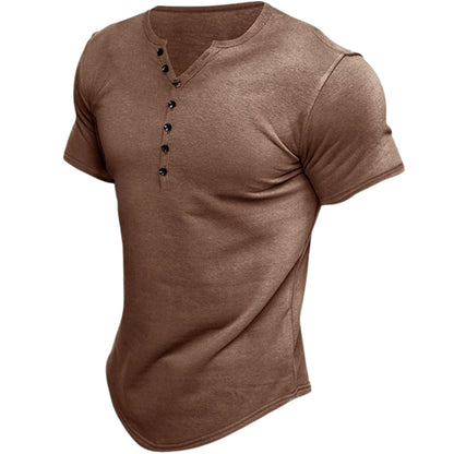 Chemise Homme Casual Col Rond en Coton