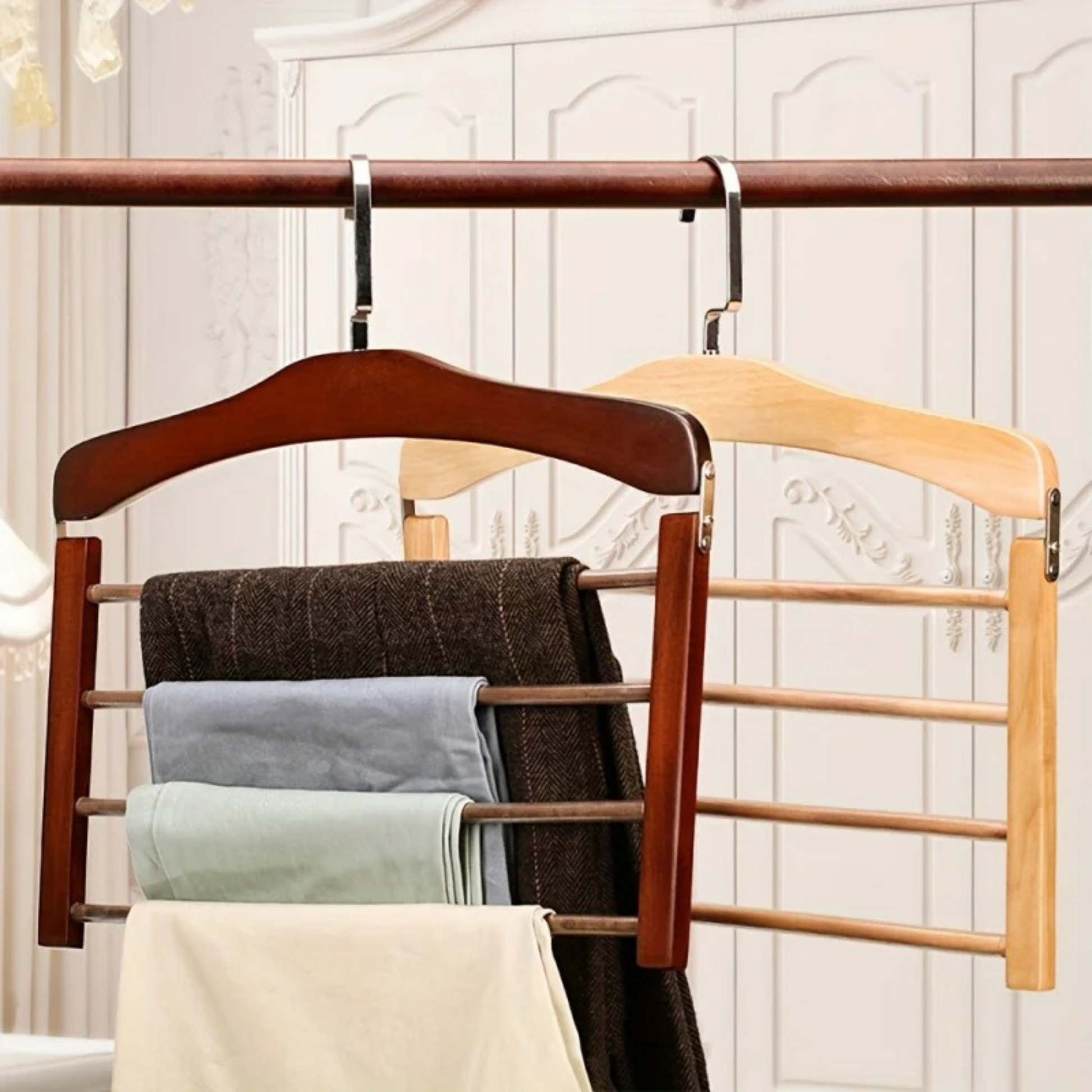 Cintre de Placard Étendable avec Barres Superposées pour Rangement Optimal - PanierRoyale