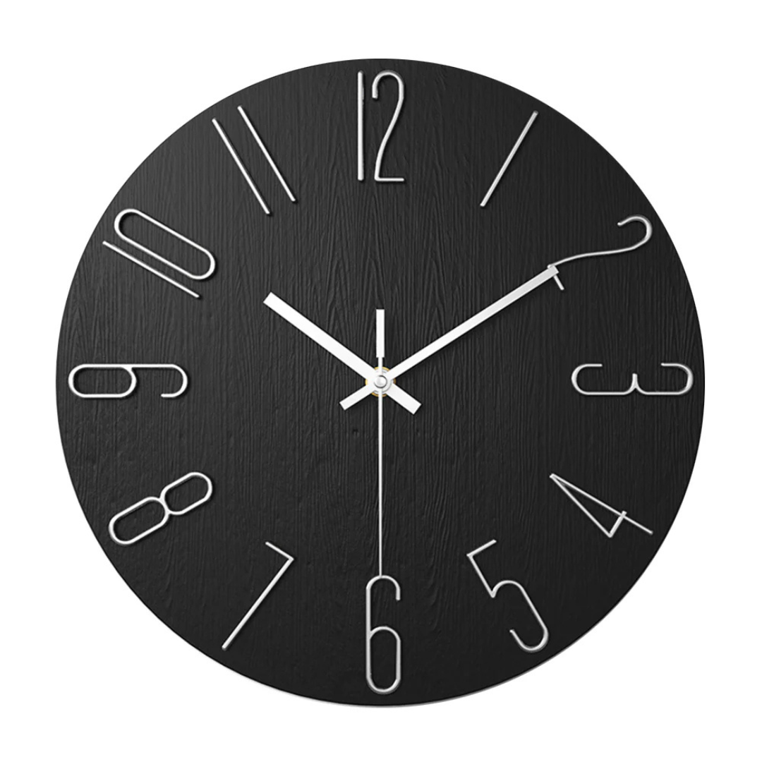 Horloge Murale Design Bois et Chiffres Dorés