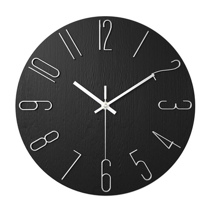 Horloge Murale Design Bois et Chiffres Dorés