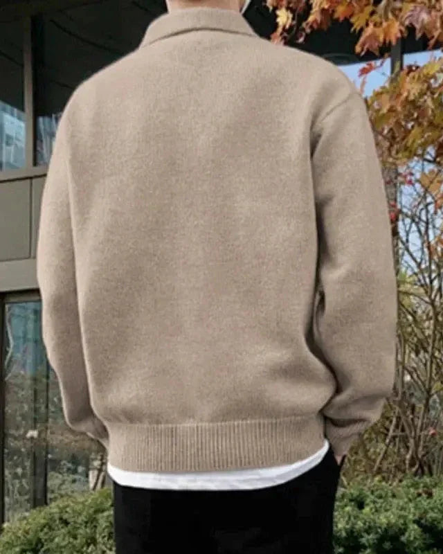 Pull Homme en Laine Chaud avec Col Polo